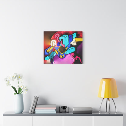 Abstract Neon Geometric Canvas Print