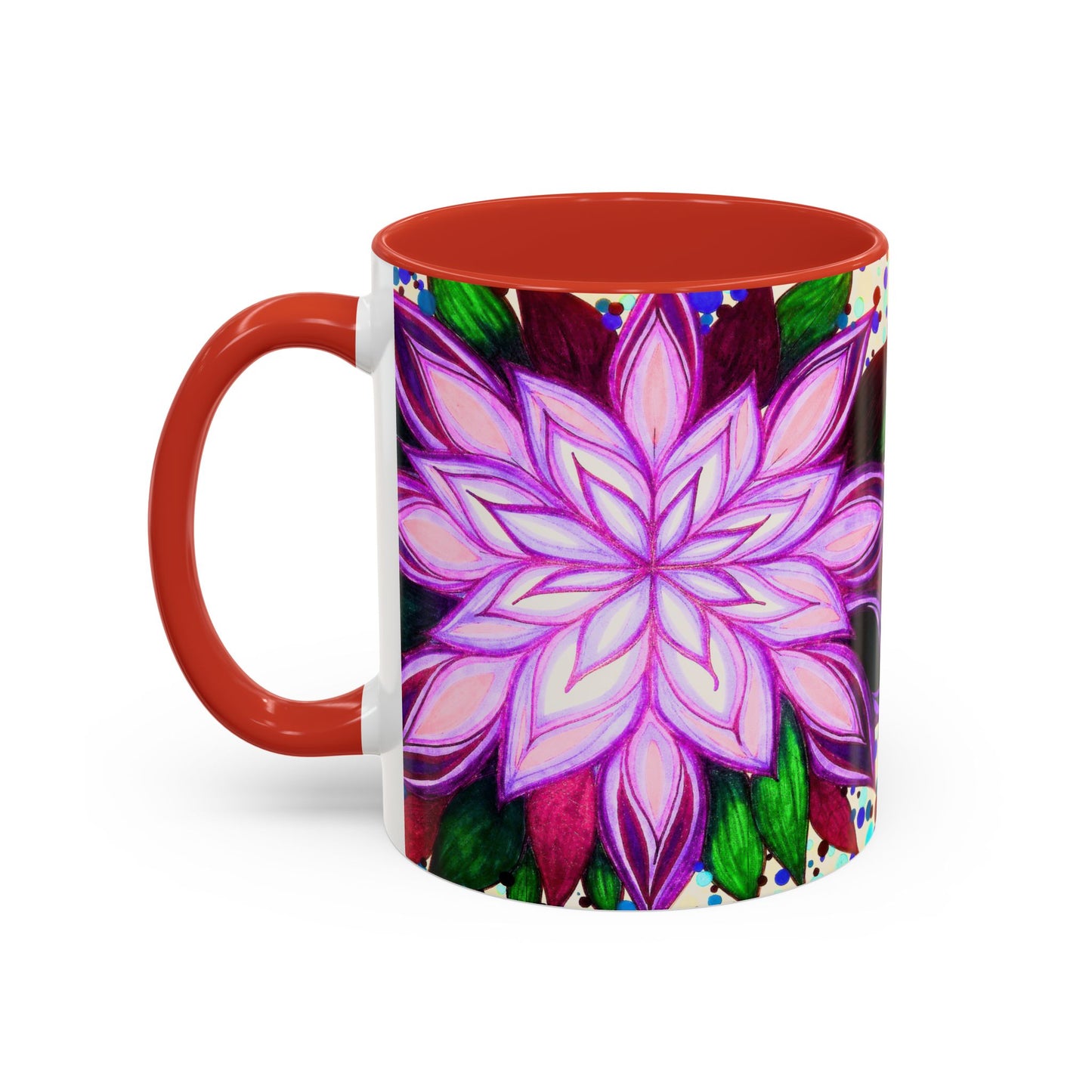 Floral Lotus Accent Coffee Mug — Purple Mandala 11/15oz