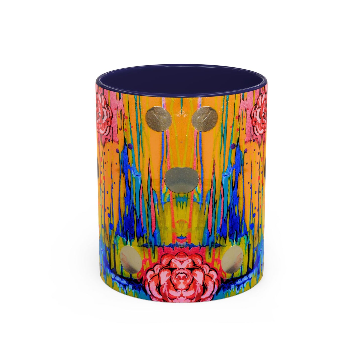 Vibrant Drip Floral Accent Coffee Mug — Colorful Abstract Roses (11/15 oz)
