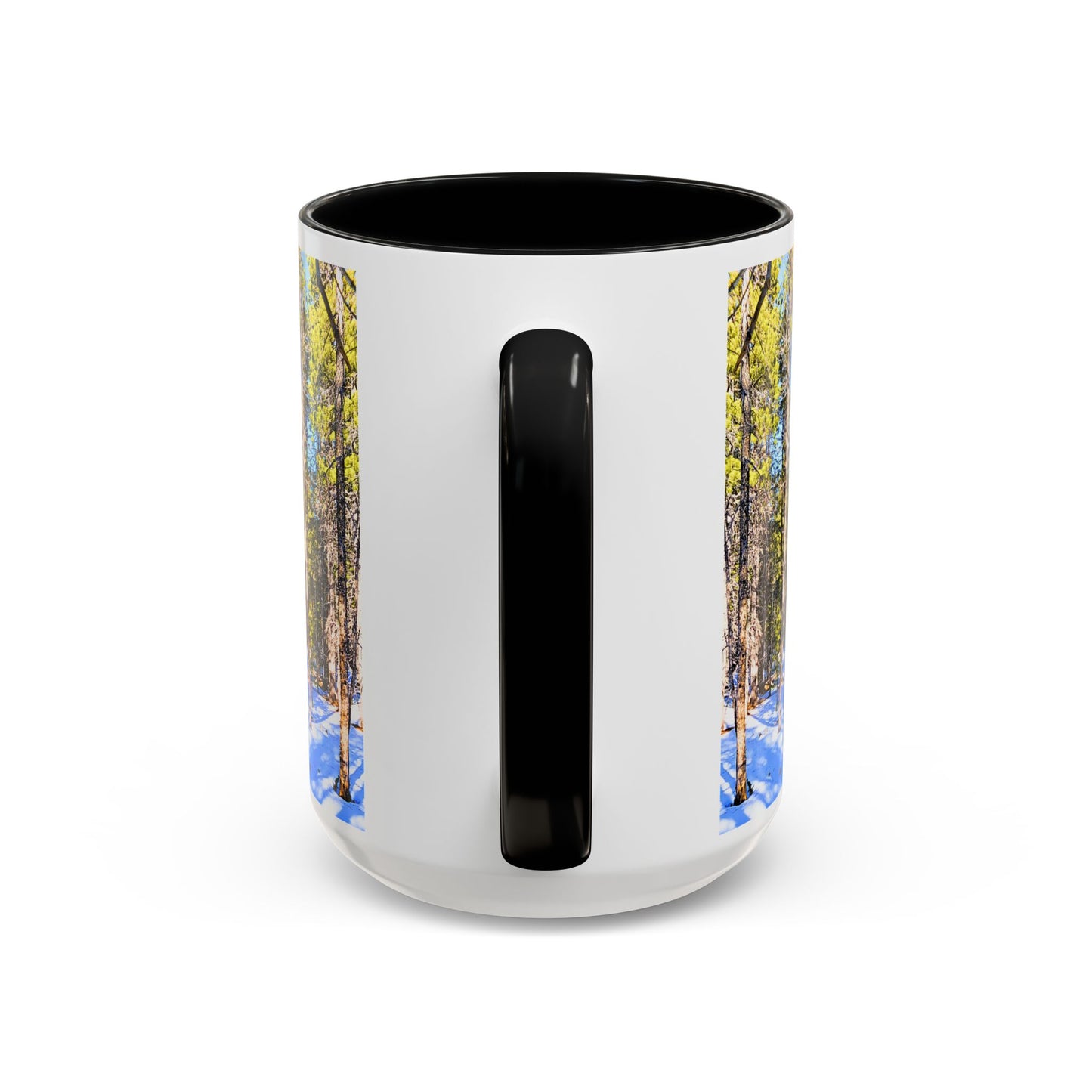 Pine Forest Snow Accent Coffee Mug – Scenic Nature Photography 11/15oz