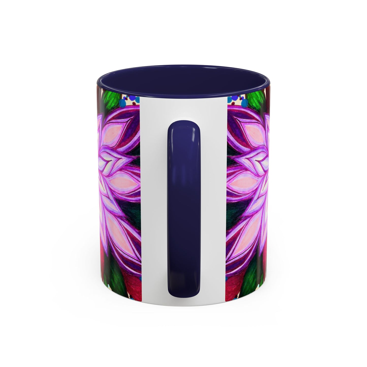 Floral Lotus Accent Coffee Mug — Purple Mandala 11/15oz