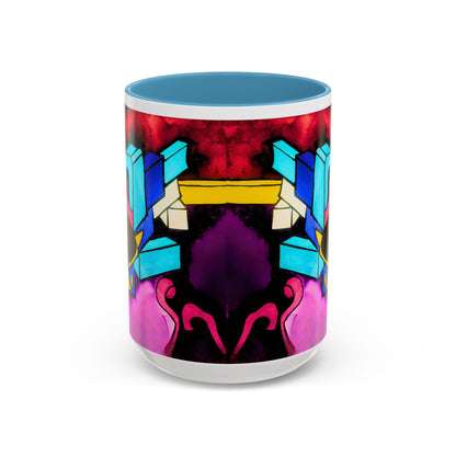 Abstract Neon Art Coffee Mug — Colorful Geometric Accent Mug