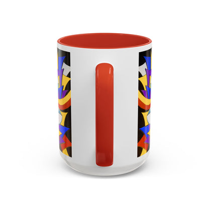 Abstract Colorful Face Accent Coffee Mug — Bold Pop Art Ceramic Gift