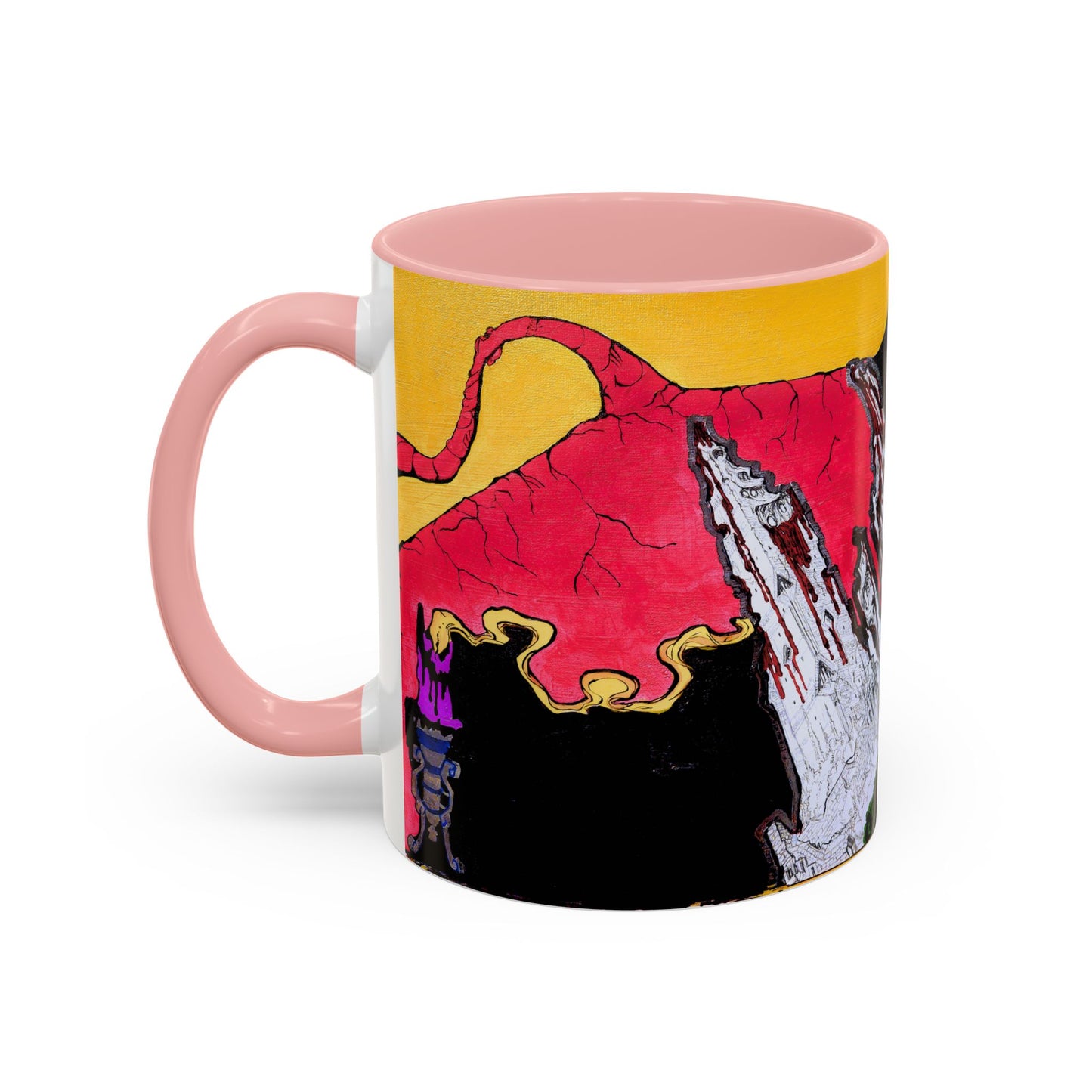 Abstract Mountain Dragon Coffee Mug — Colorful Accent Ceramic Mug (11/15oz)