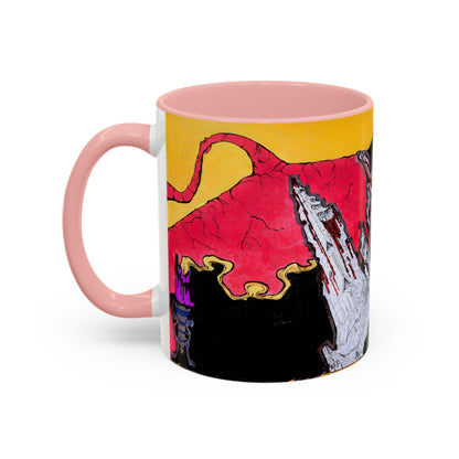 Abstract Mountain Dragon Coffee Mug — Colorful Accent Ceramic Mug (11/15oz)