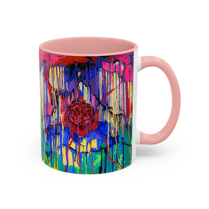 Colorful Drip Art Coffee Mug – Vibrant Abstract Floral Accent (11/15oz)