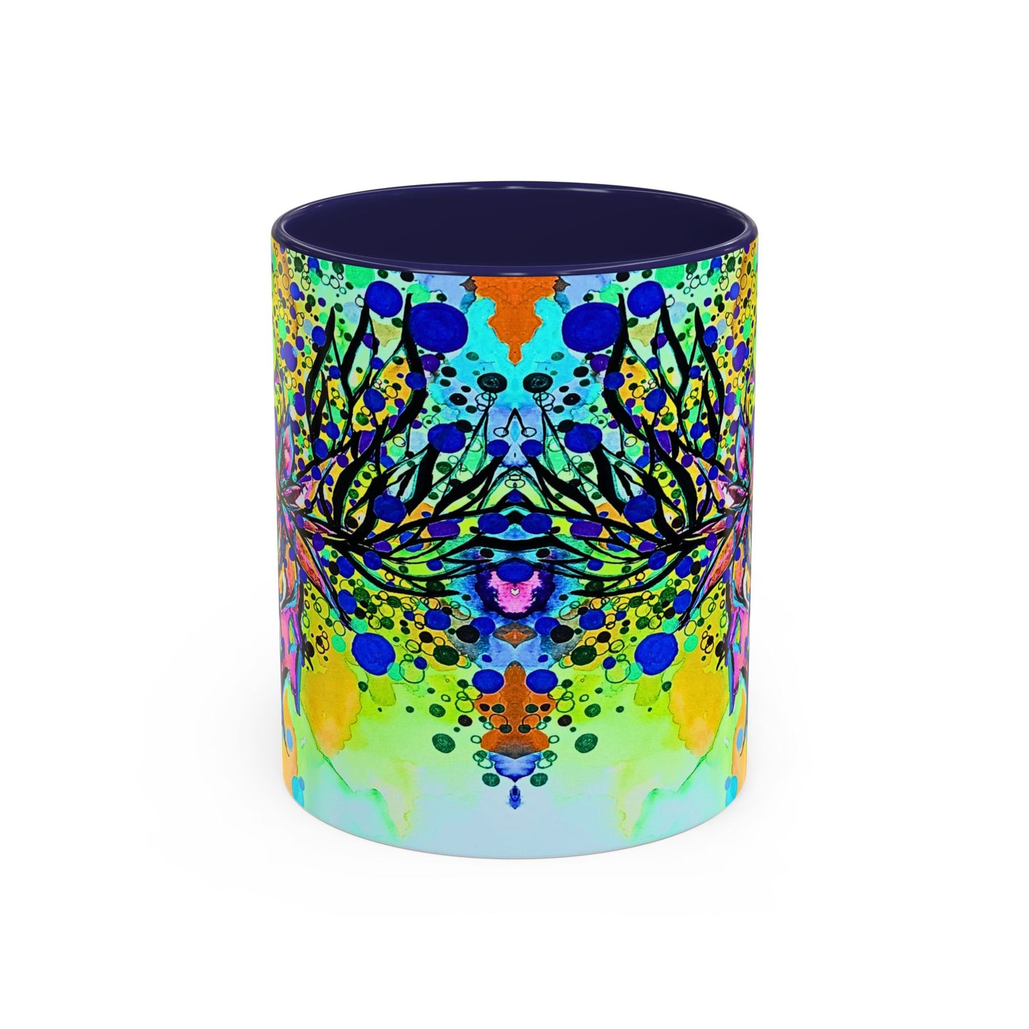 Artistic Floral Coffee Mug — Colorful Watercolor Mandala Accent Mug (11/15oz)