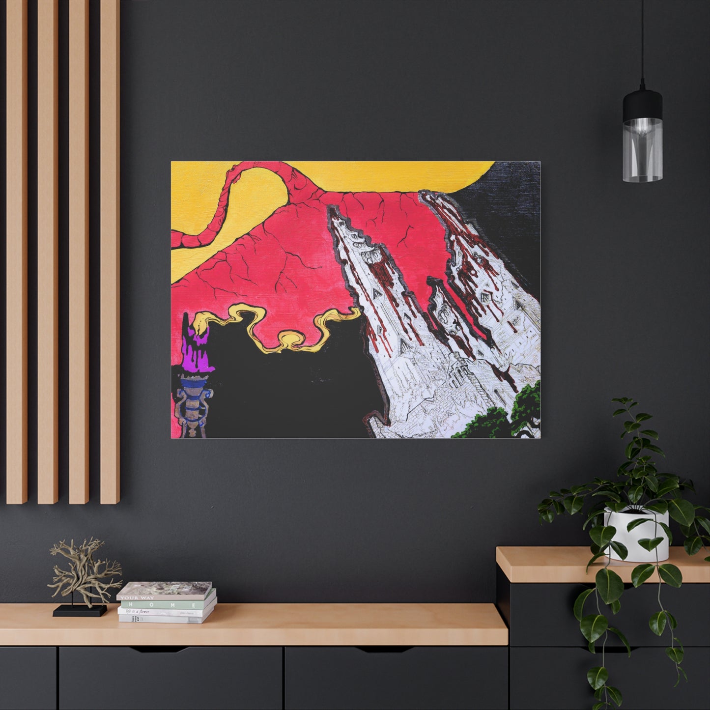 Surreal Mountain Flame Matte Canvas Wall Art