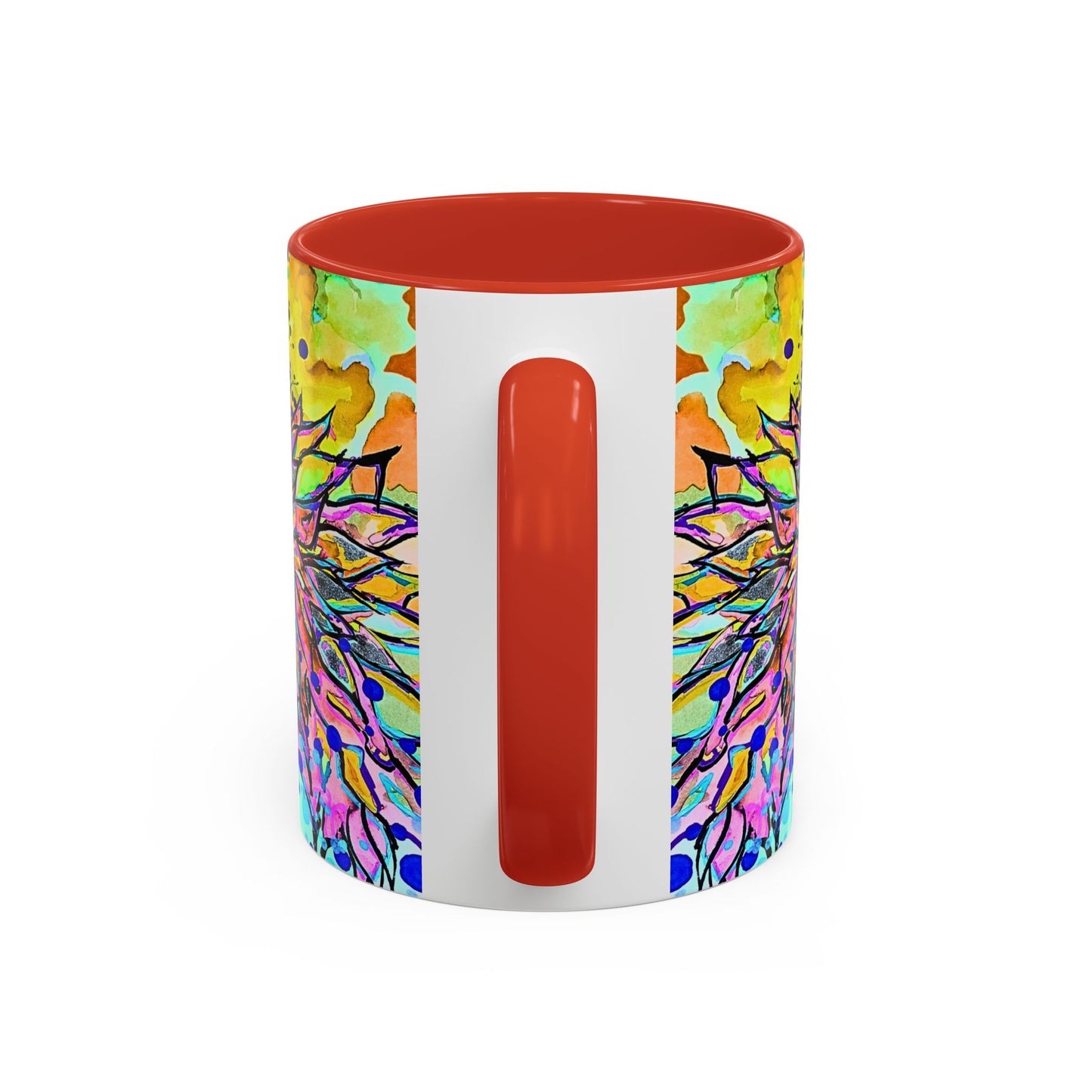 Artistic Floral Coffee Mug — Colorful Watercolor Mandala Accent Mug (11/15oz)