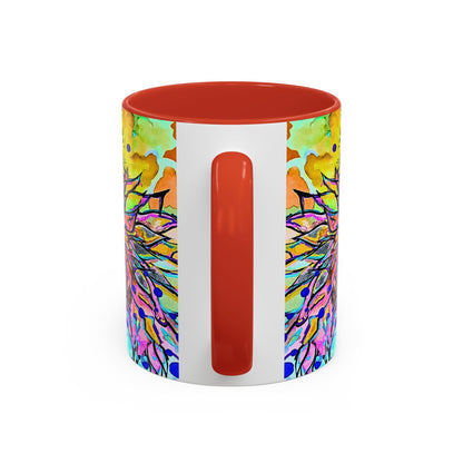 Artistic Floral Coffee Mug — Colorful Watercolor Mandala Accent Mug (11/15oz)