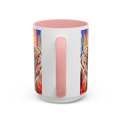 Abstract Floral Accent Coffee Mug — Vibrant Rose Art Ceramic Mug (11/15 oz)