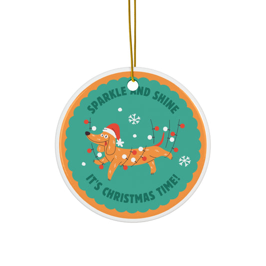 Christmas Dachshund Ceramic Ornament