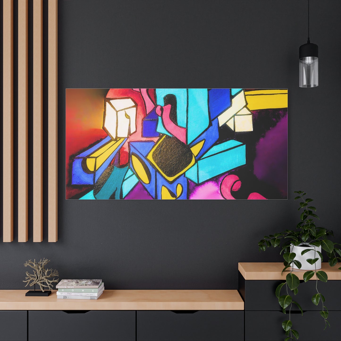 Abstract Neon Geometric Canvas Print