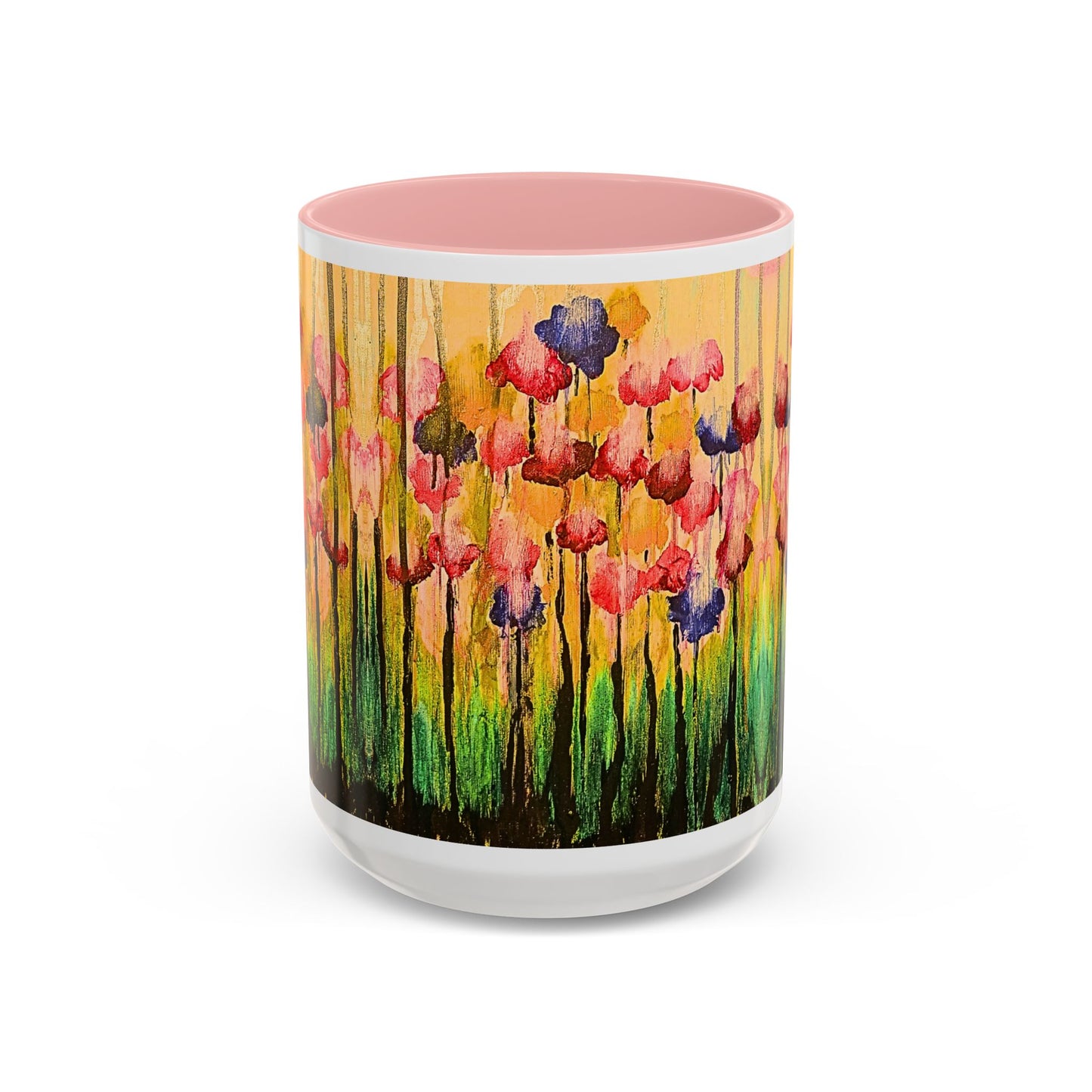 Floral Watercolor Accent Coffee Mug — Colorful Spring Poppy Art (11/15 oz)