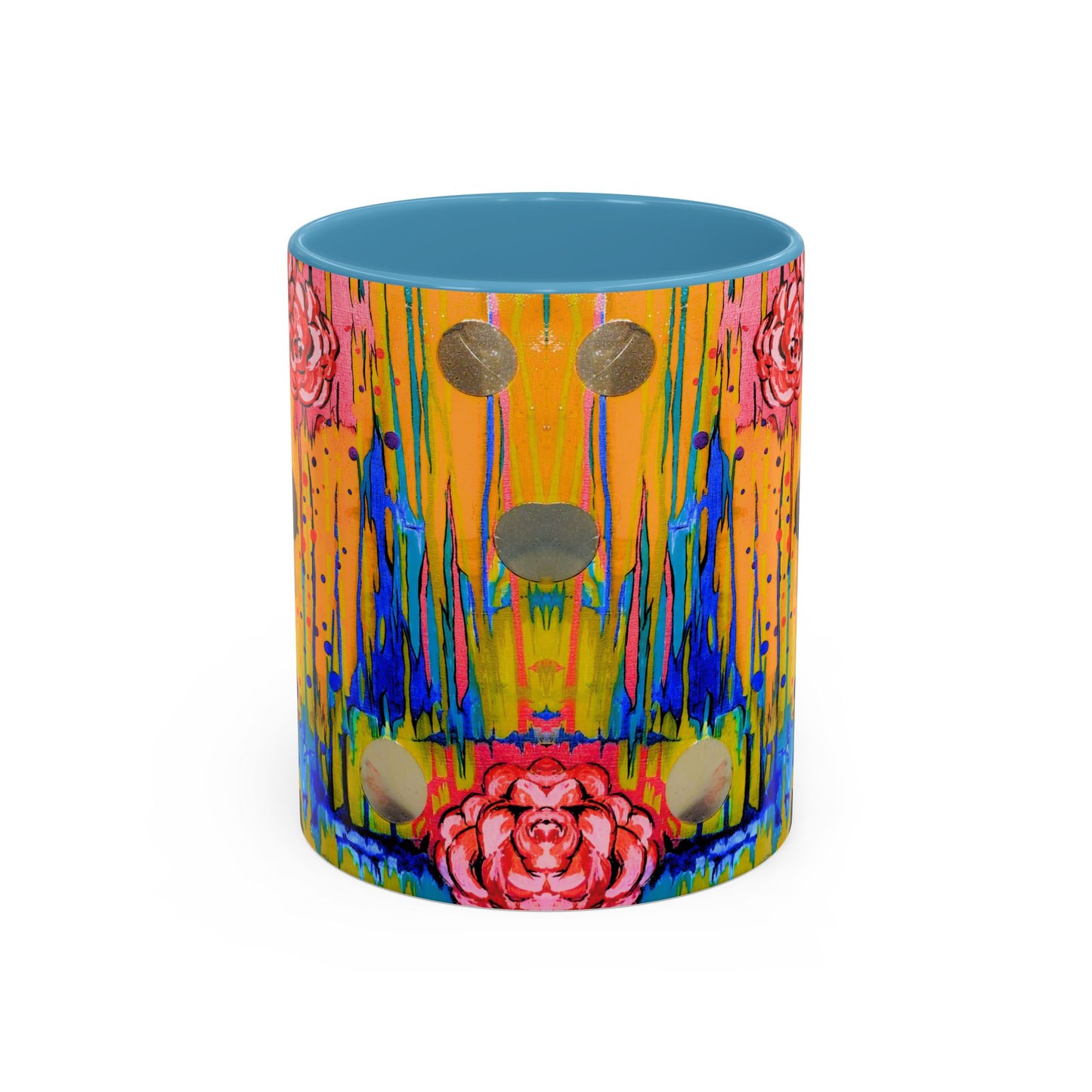 Vibrant Drip Floral Accent Coffee Mug — Colorful Abstract Roses (11/15 oz)