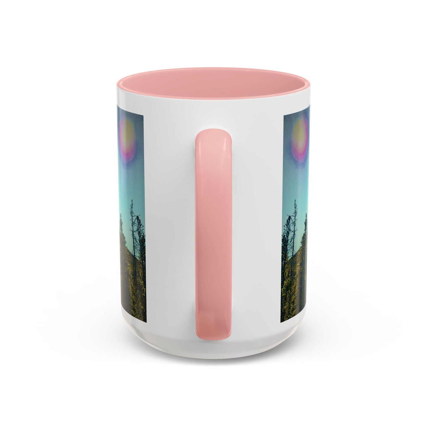 Scenic Pine Forest Accent Coffee Mug — Sunrise Landscape 11/15oz