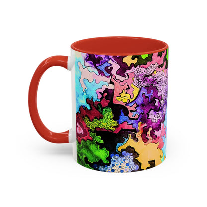 Psychedelic Abstract Accent Coffee Mug — Colorful Inkblot Art (11/15oz)