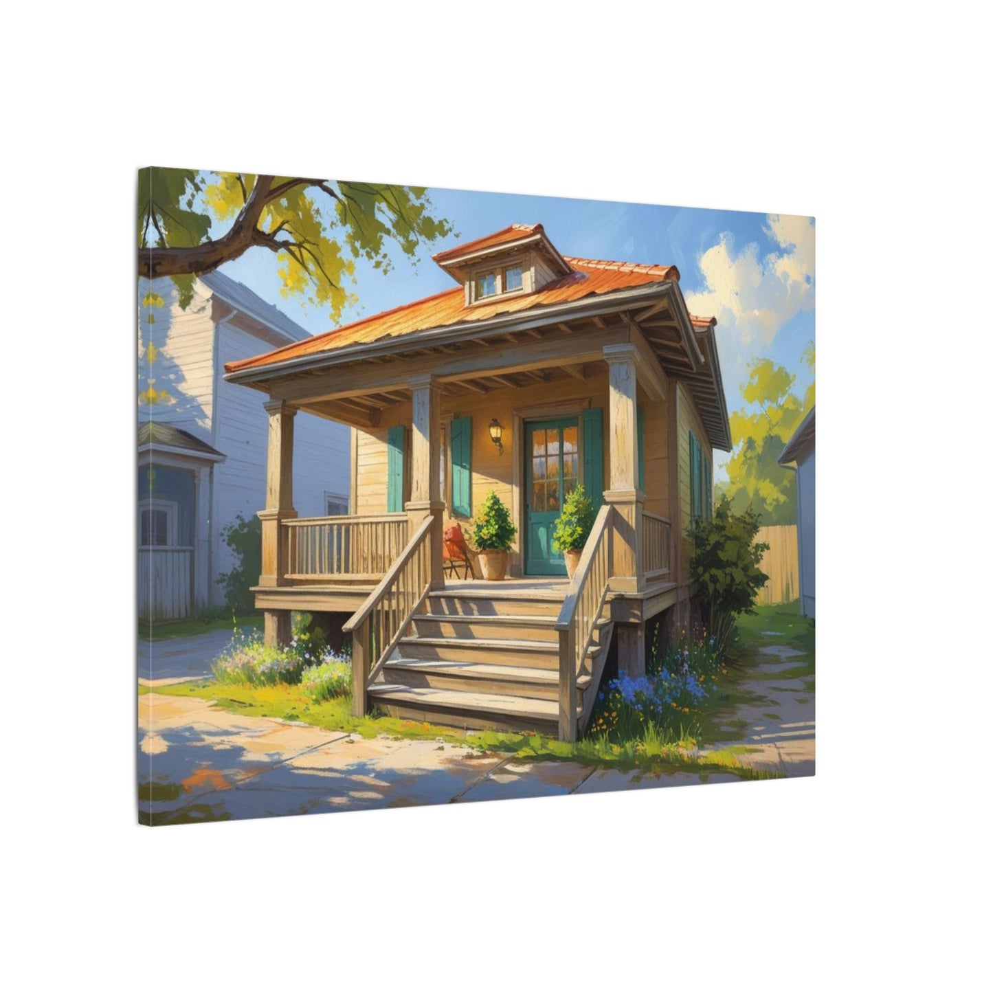 Custom Hand-Illustrated Home Portrait - Oil Painting Print