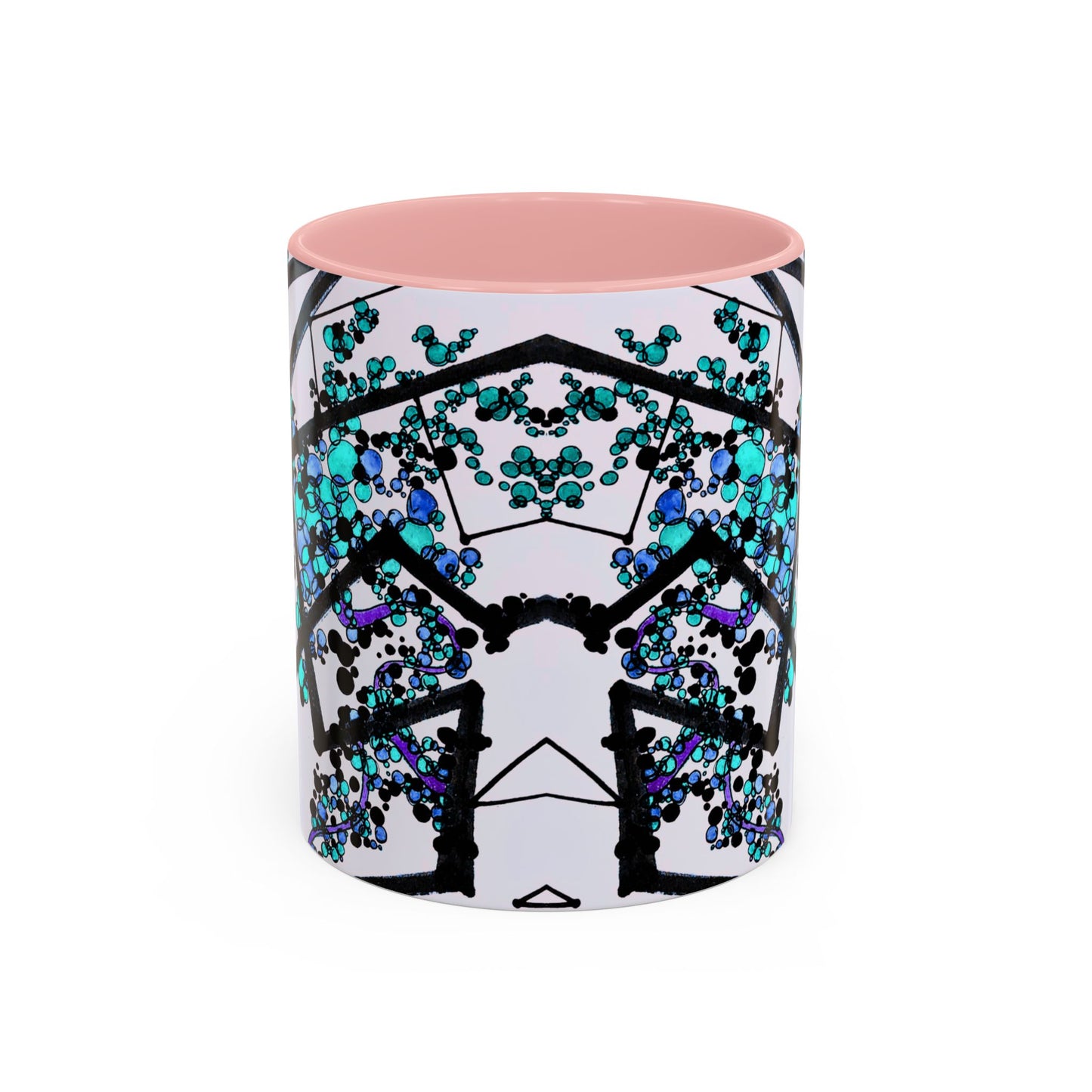 Blue Botanical Accent Coffee Mug — Teal Floral Abstract 11/15oz