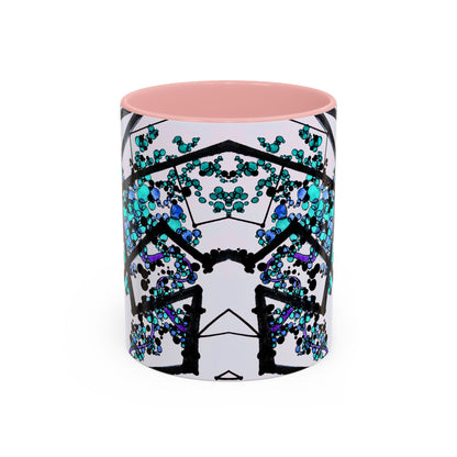 Blue Botanical Accent Coffee Mug — Teal Floral Abstract 11/15oz