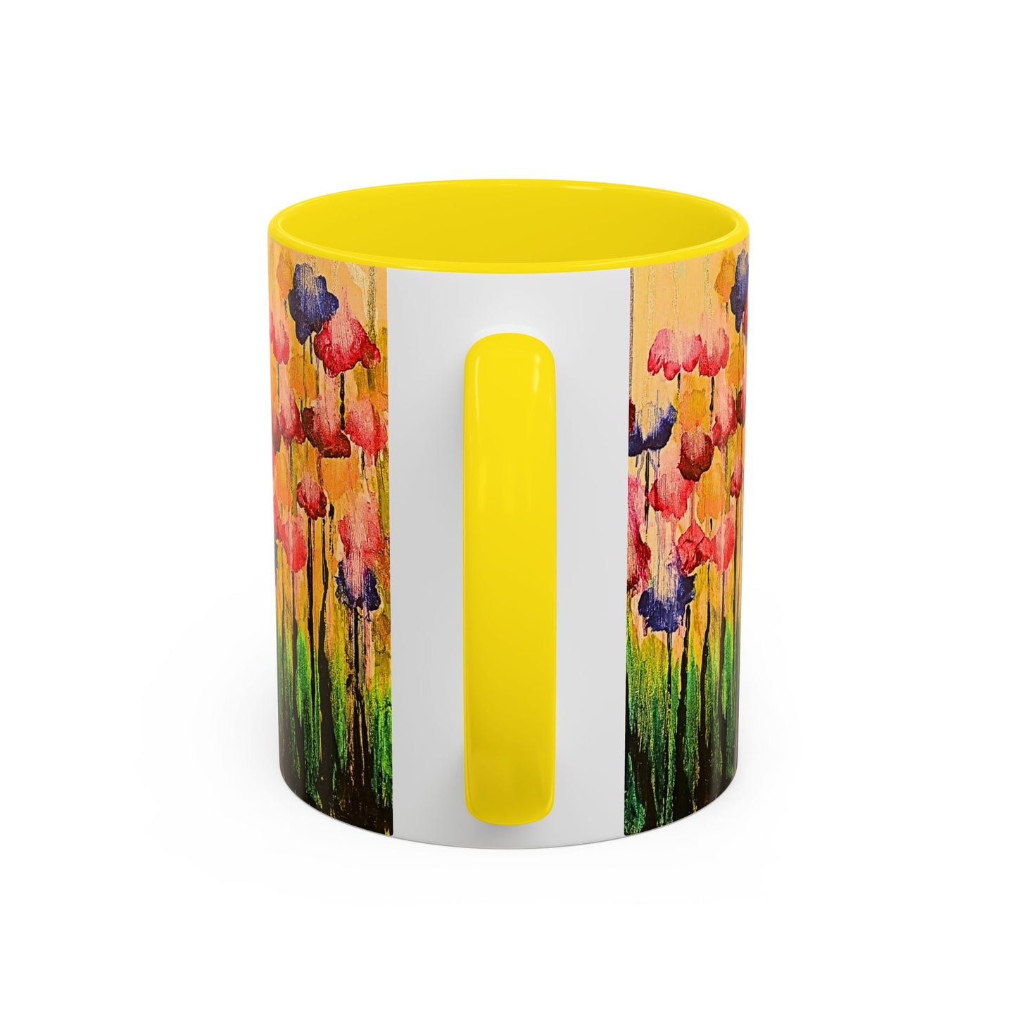 Floral Watercolor Accent Coffee Mug — Colorful Spring Poppy Art (11/15 oz)