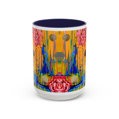 Vibrant Drip Floral Accent Coffee Mug — Colorful Abstract Roses (11/15 oz)