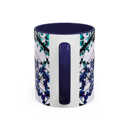 Blue Botanical Accent Coffee Mug — Teal Floral Abstract 11/15oz