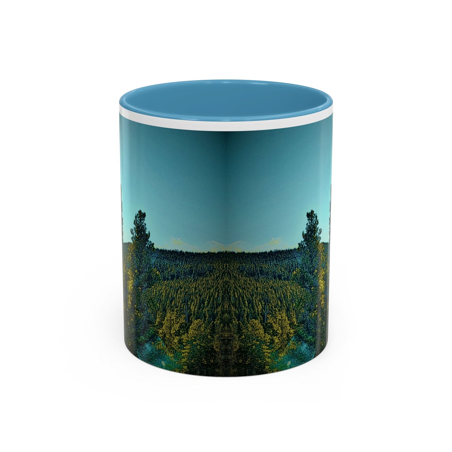 Scenic Pine Forest Accent Coffee Mug — Sunrise Landscape 11/15oz