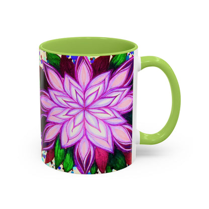 Floral Lotus Accent Coffee Mug — Purple Mandala 11/15oz