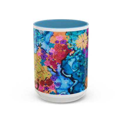 Vibrant Floral Watercolor Accent Coffee Mug