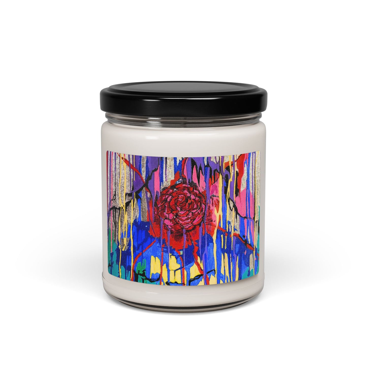 Colorful Drip Rose Pattern Scented Soy Candle