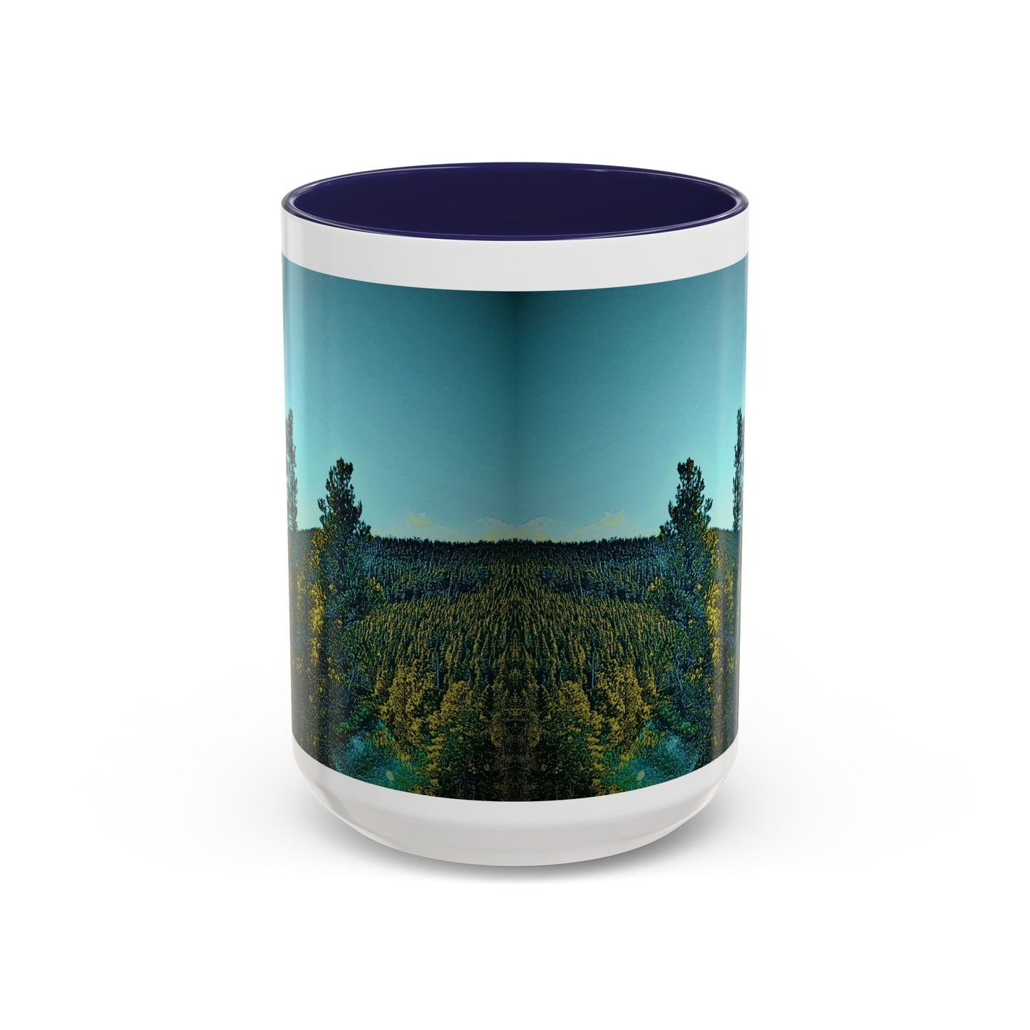 Scenic Pine Forest Accent Coffee Mug — Sunrise Landscape 11/15oz