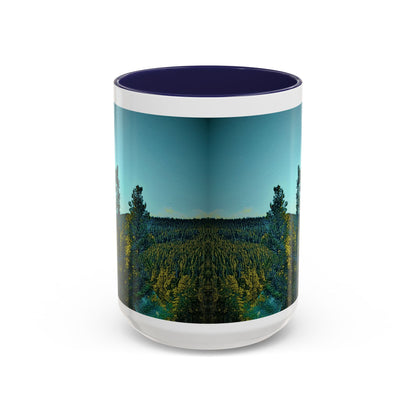 Scenic Pine Forest Accent Coffee Mug — Sunrise Landscape 11/15oz
