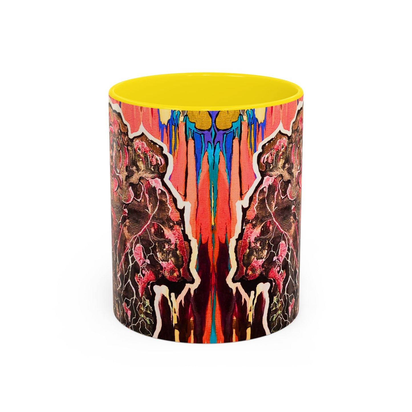 Abstract Floral Accent Coffee Mug — Vibrant Rose Art Ceramic Mug (11/15 oz)