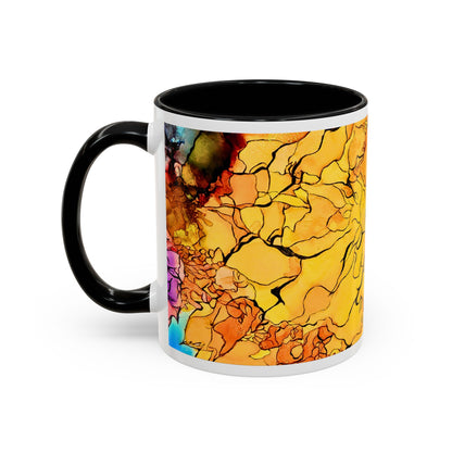 Yellow Floral Accent Coffee Mug – Bright Watercolor Peony Design (11/15oz)