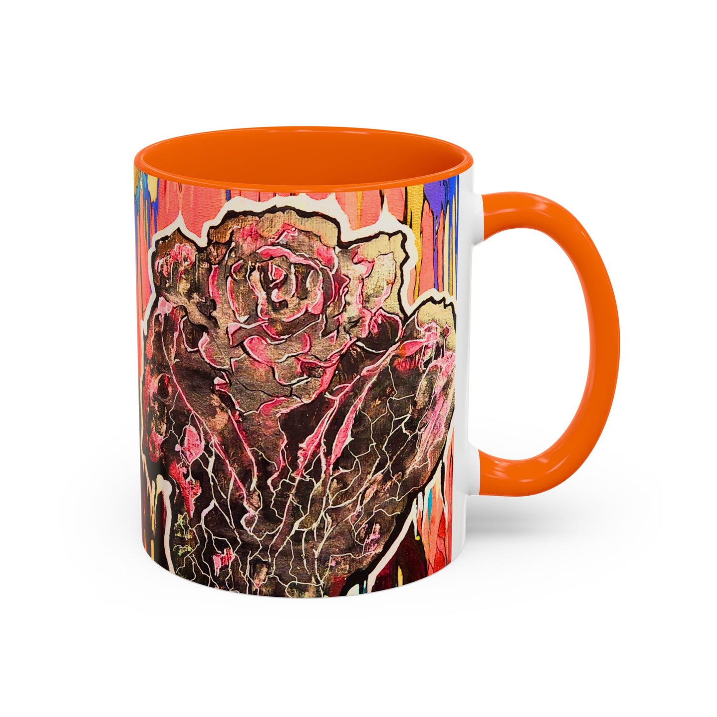 Abstract Floral Accent Coffee Mug — Vibrant Rose Art Ceramic Mug (11/15 oz)