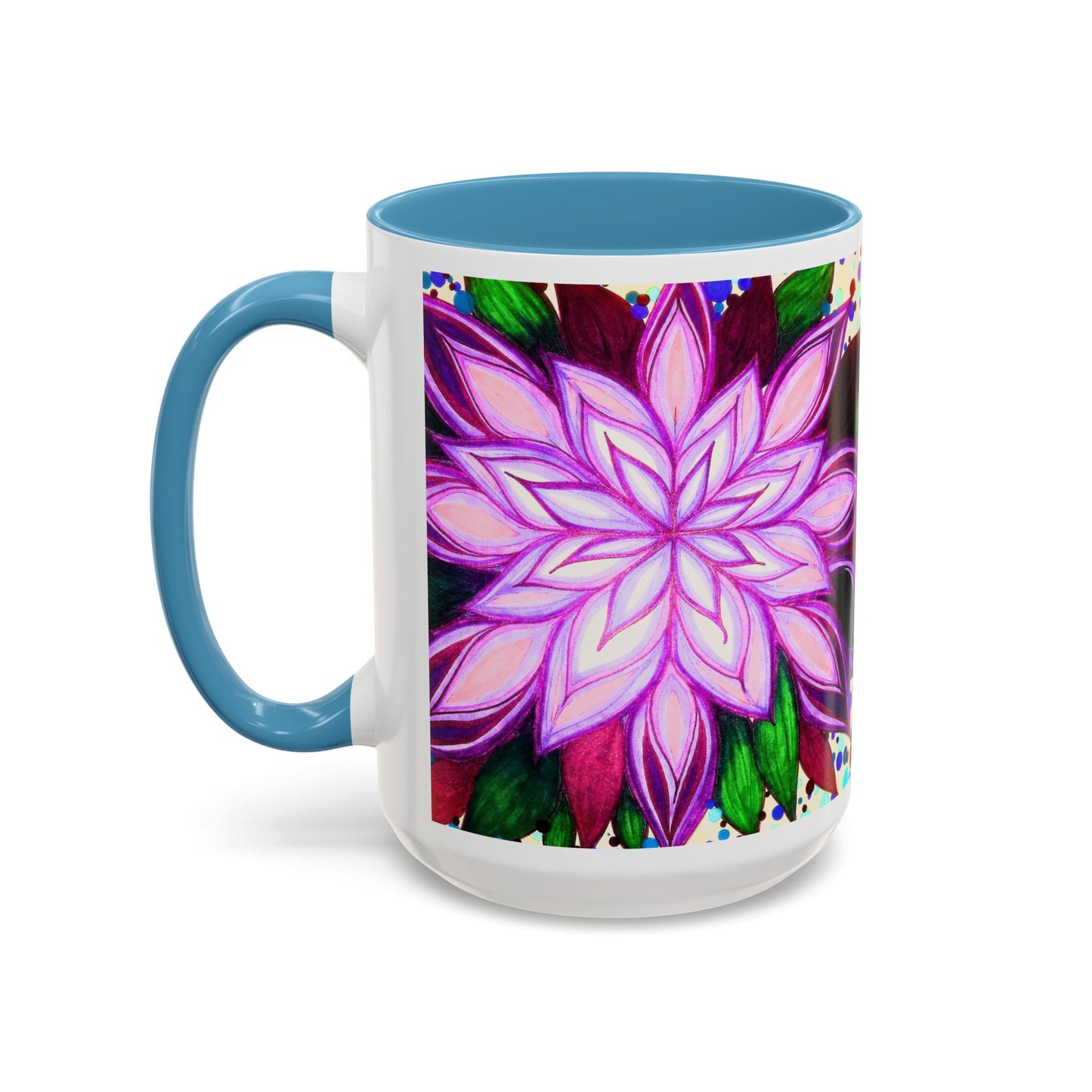 Floral Lotus Accent Coffee Mug — Purple Mandala 11/15oz