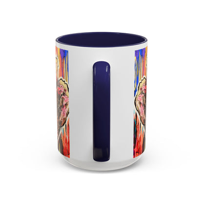 Abstract Floral Accent Coffee Mug — Vibrant Rose Art Ceramic Mug (11/15 oz)