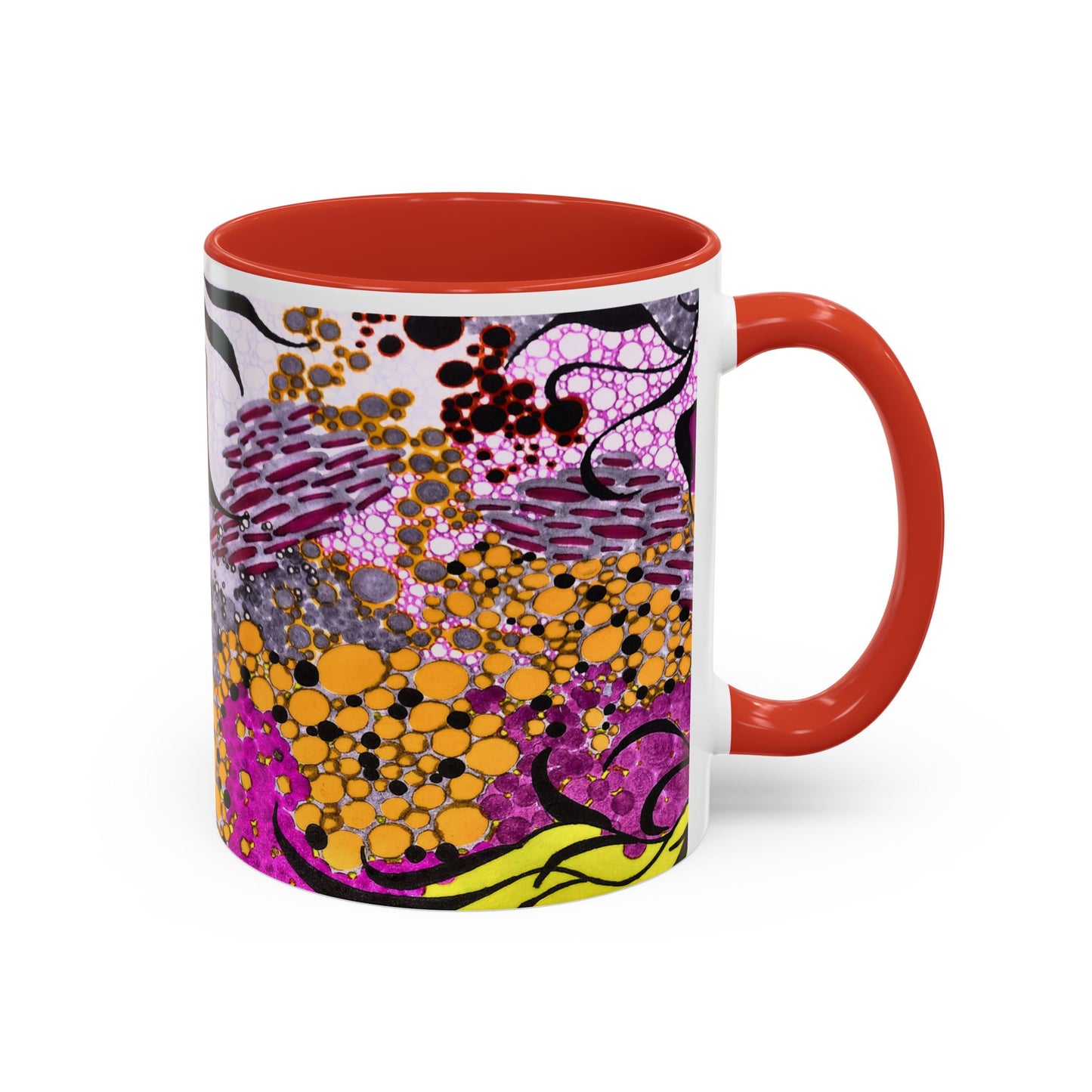 Accent Coffee Mug — Vibrant Abstract Floral Pattern (11/15oz)