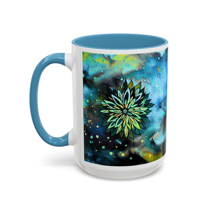 Blue Galaxy Floral Accent Coffee Mug — 11/15oz