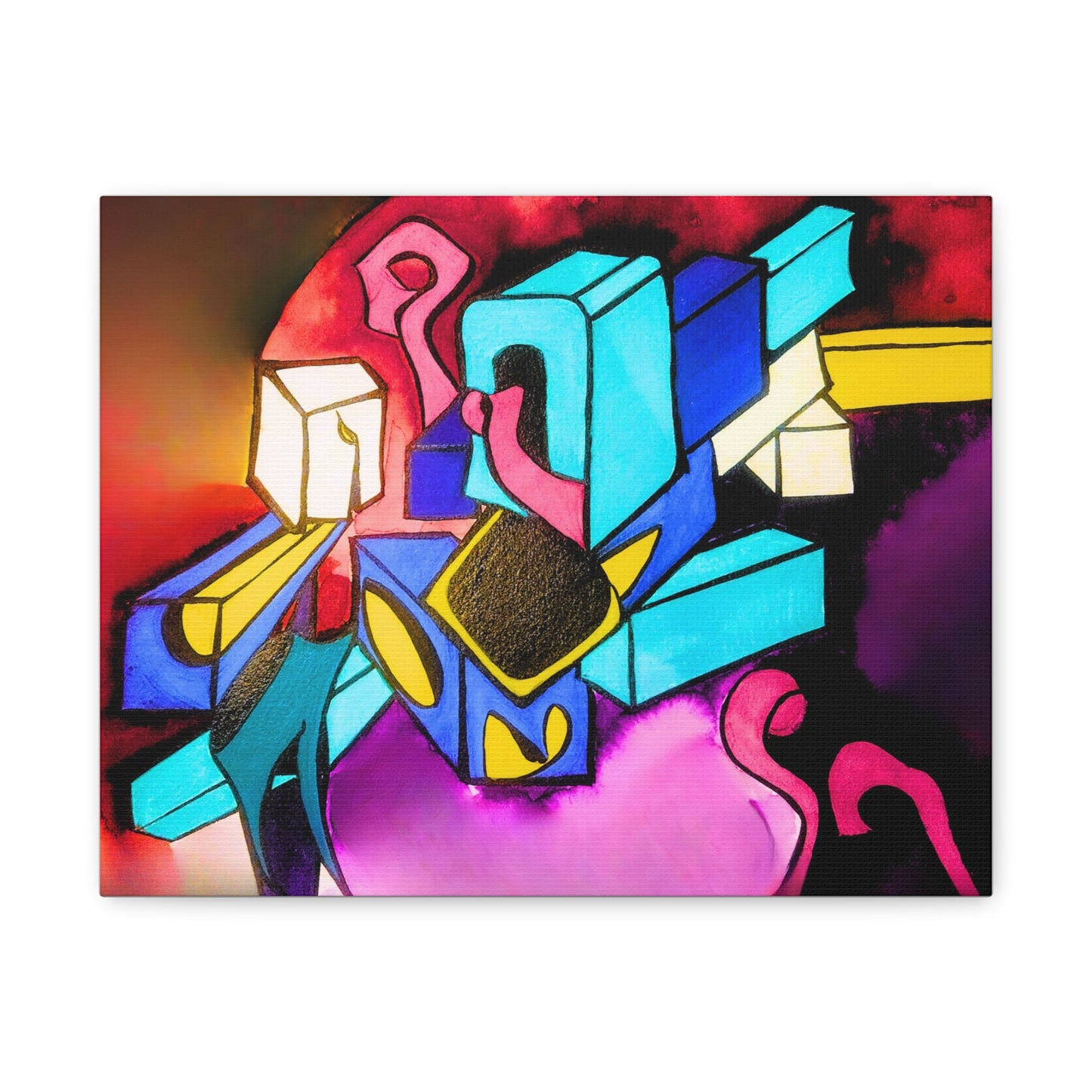 Abstract Neon Geometric Canvas Print