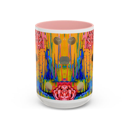 Vibrant Drip Floral Accent Coffee Mug — Colorful Abstract Roses (11/15 oz)