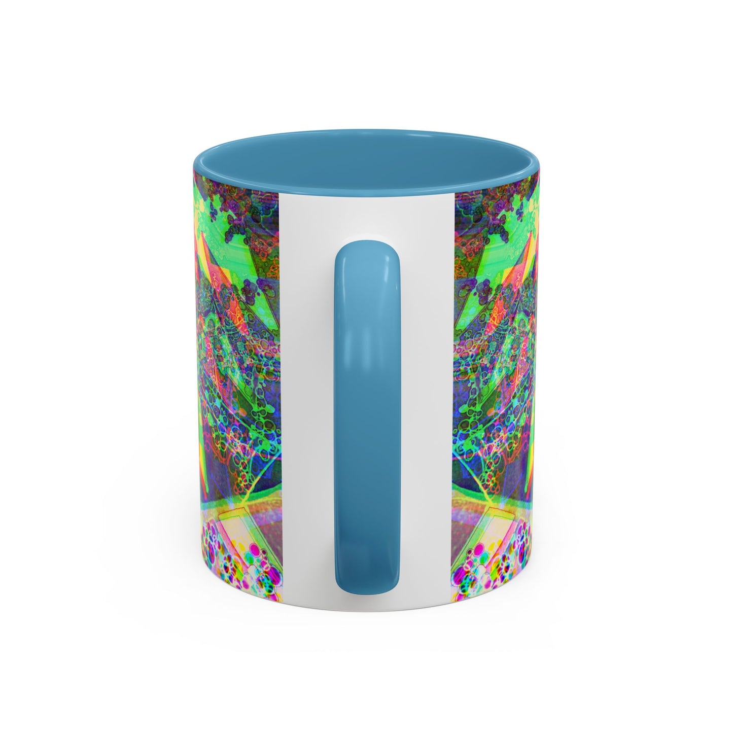 Psychedelic Geometric Accent Coffee Mug — Vibrant Neon Art Design (11/15oz)