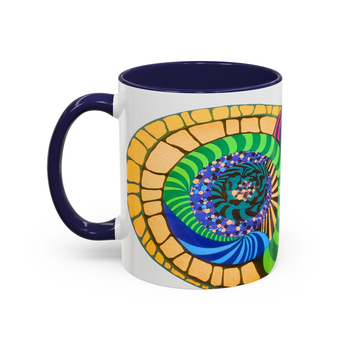Psychedelic Spiral Accent Coffee Mug – Colorful Abstract Art 11/15oz