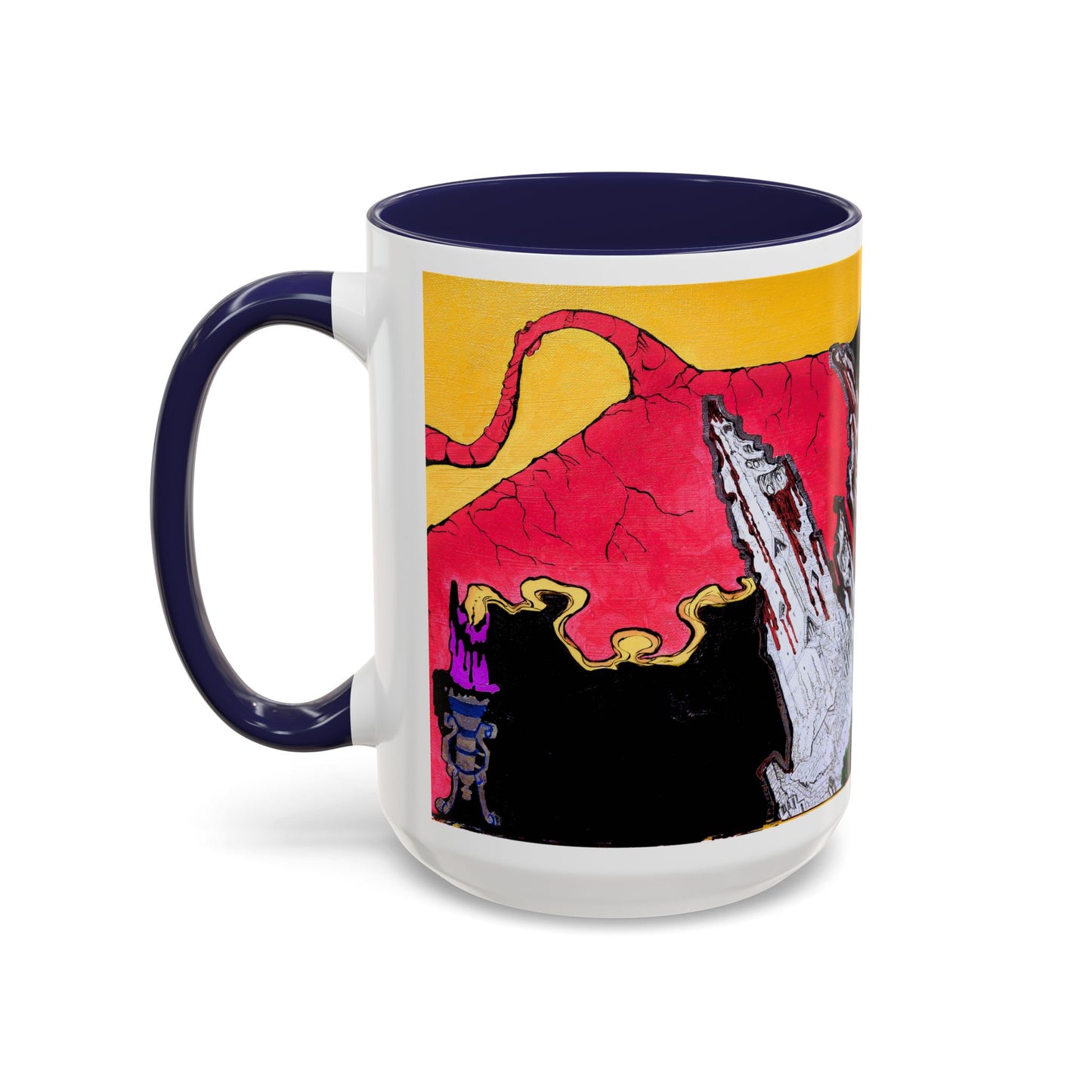 Abstract Mountain Dragon Coffee Mug — Colorful Accent Ceramic Mug (11/15oz)