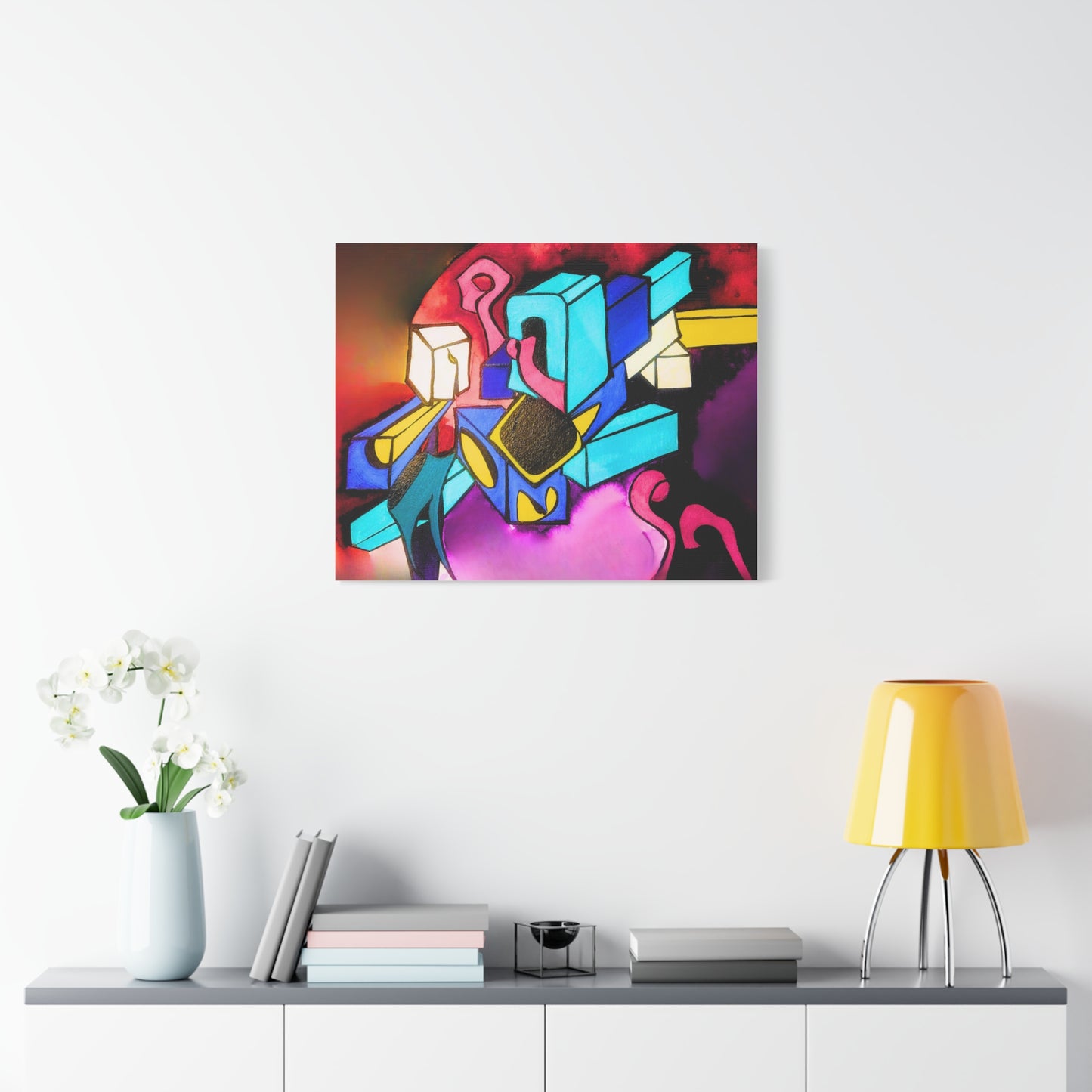 Abstract Neon Geometric Canvas Print