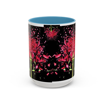 Black Floral Splash Coffee Mug — Red Rose Explosion Accent Mug (11/15oz)