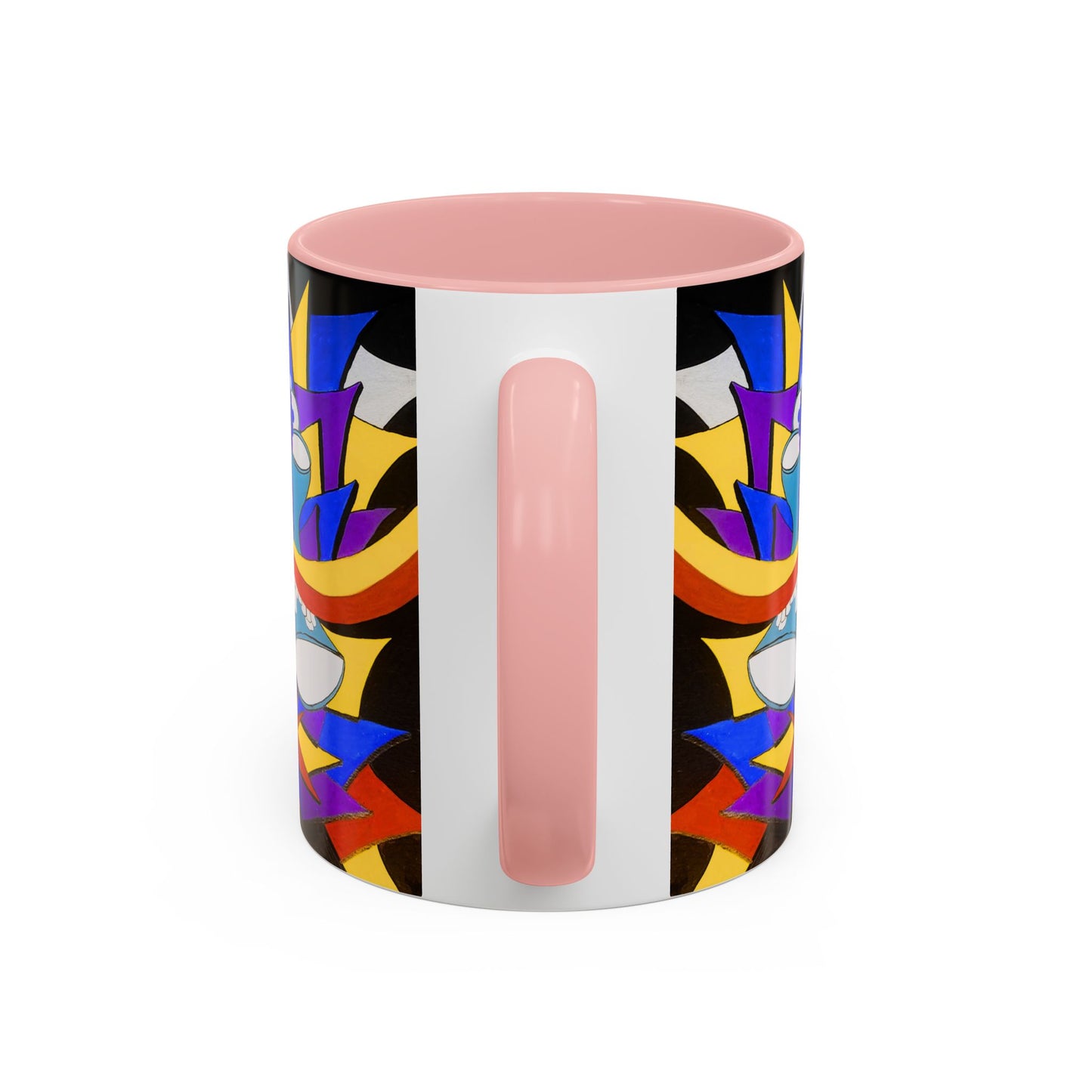 Abstract Colorful Face Accent Coffee Mug — Bold Pop Art Ceramic Gift