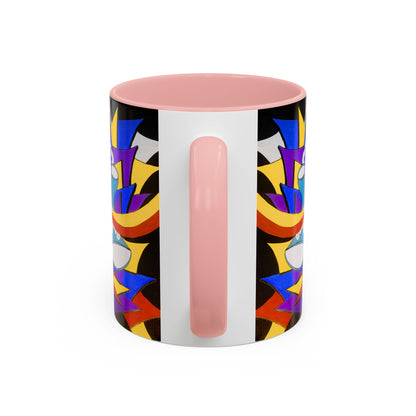 Abstract Colorful Face Accent Coffee Mug — Bold Pop Art Ceramic Gift