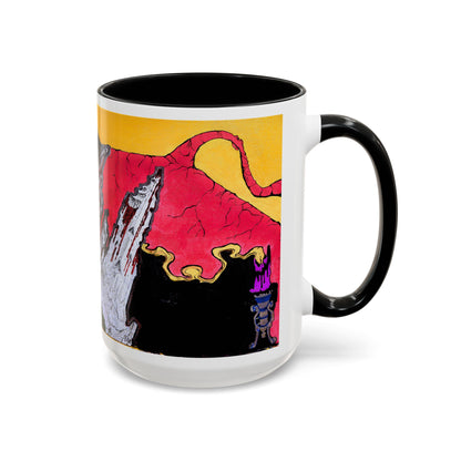 Abstract Mountain Dragon Coffee Mug — Colorful Accent Ceramic Mug (11/15oz)